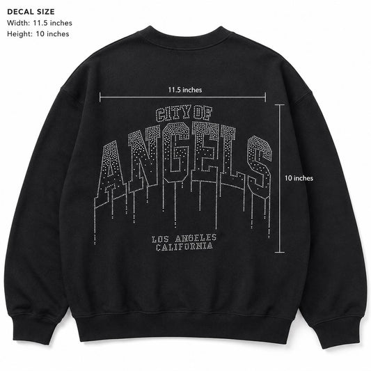City of Angels Rhinestone Heat Transfer | Varsity Drip LA Crystal Decal