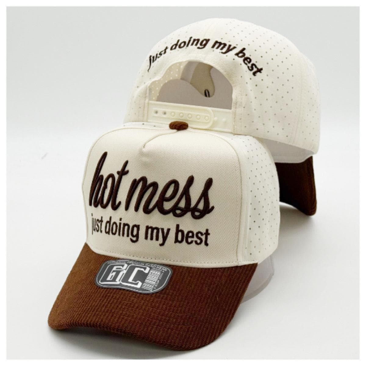 Hot Mess Trucker Hat – Cream Brown