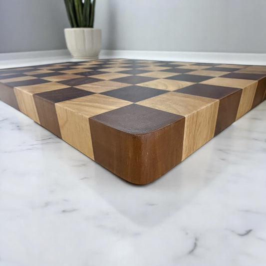 Solid Wood End Grain Challah & Cutting Board 16 x 12 x 1”– Premium Handcrafted