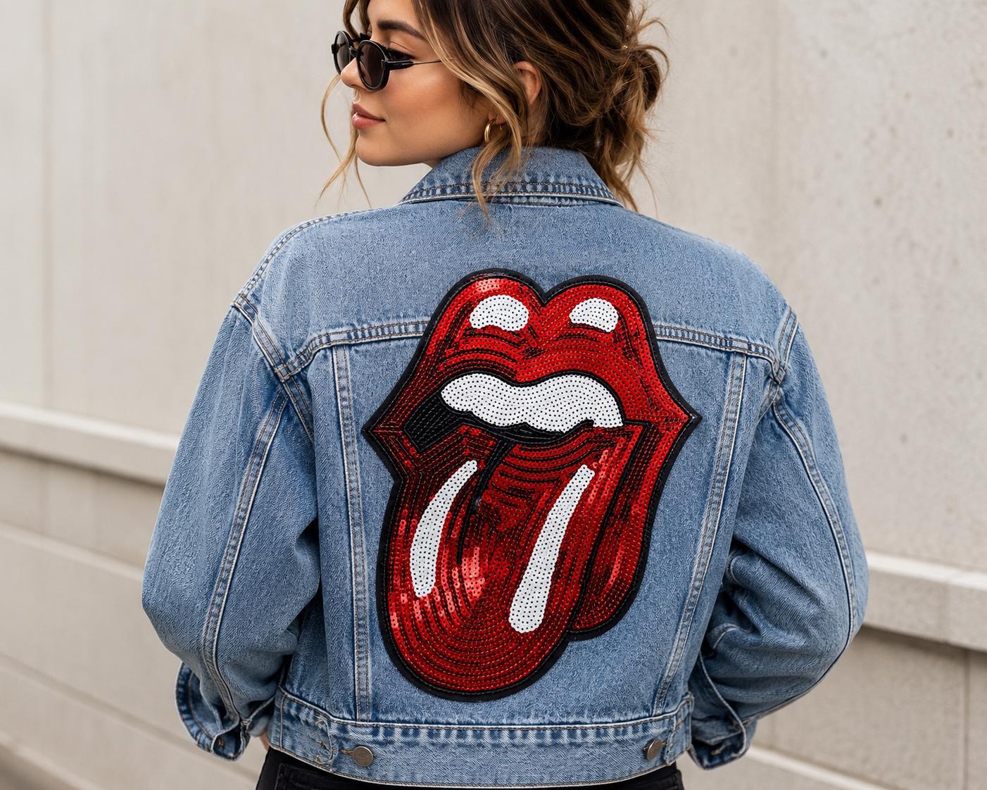 Rolling Stones Tongue Sequin Patch