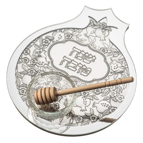 Glass Honey Dish 23*19 cm with Plaque