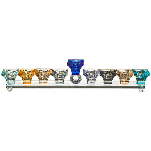 Crystal Elegant colorful Hanukkiah 37x6 cm