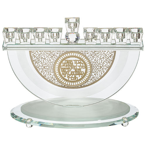 Crystal Menorah 27*21 cm with Metal Plaque