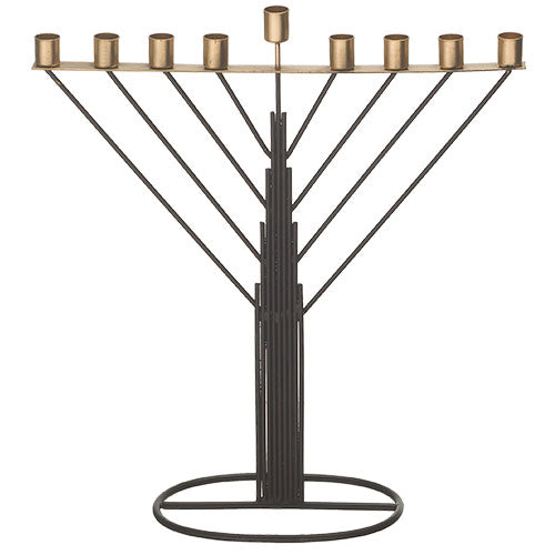 TIN BLACK HANUKIAH 26 CM- CHABBAD