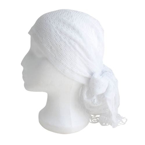 Crochet White Head Cover 155x63 Cm- "leaves"