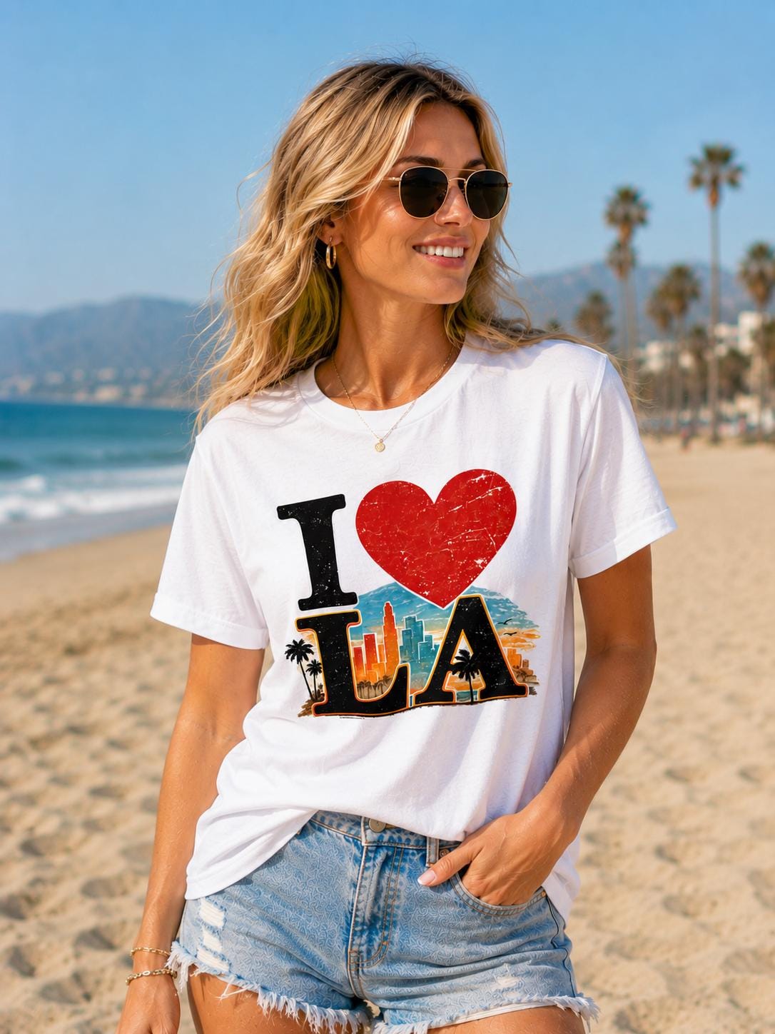 I Love LA T-Shirt | Vintage Skyline Palm Tree Graphic Tee