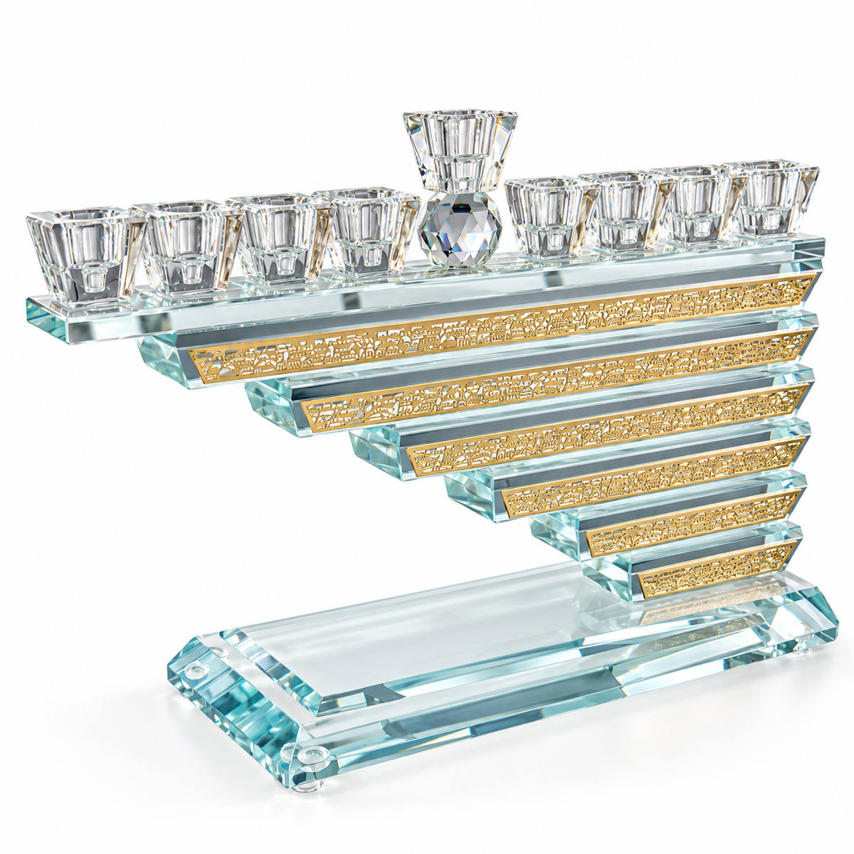 Crystal Menorah 22*30 cm Jerusalem plaque