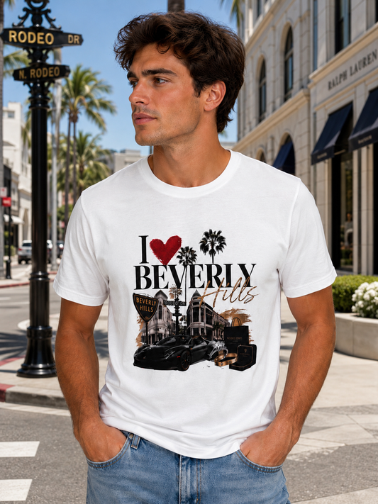 I Love Beverly Hills T-Shirt – Unisex 100% Cotton Graphic Tee | Rodeo Drive Los Angeles Fashion Shirt