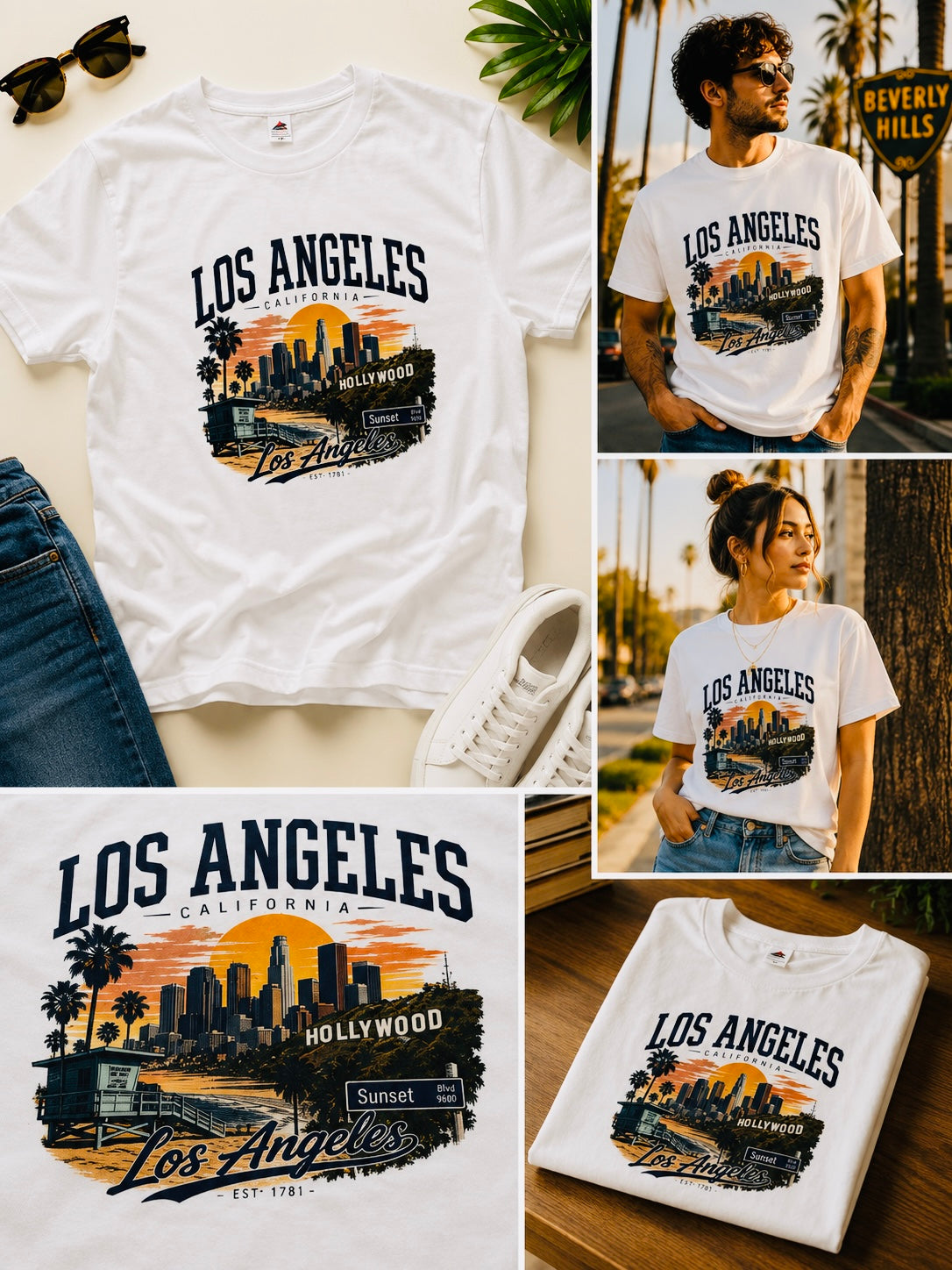 Los Angeles California T-Shirt | Hollywood Skyline Tee | LA Souvenir Shirt | Unisex Graphic Tee