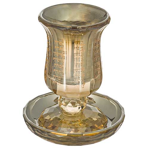 Crystal Kiddush Cup with Biblical Rivers Design