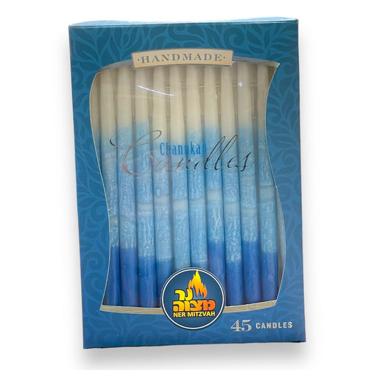 White and blue Hanukkah Candles - 45 Pack 6"