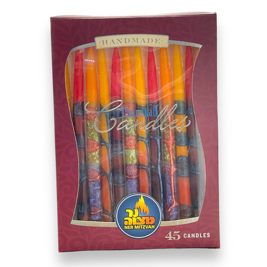 Assorted colors Hanukkah Candles - 45 Pack 6"