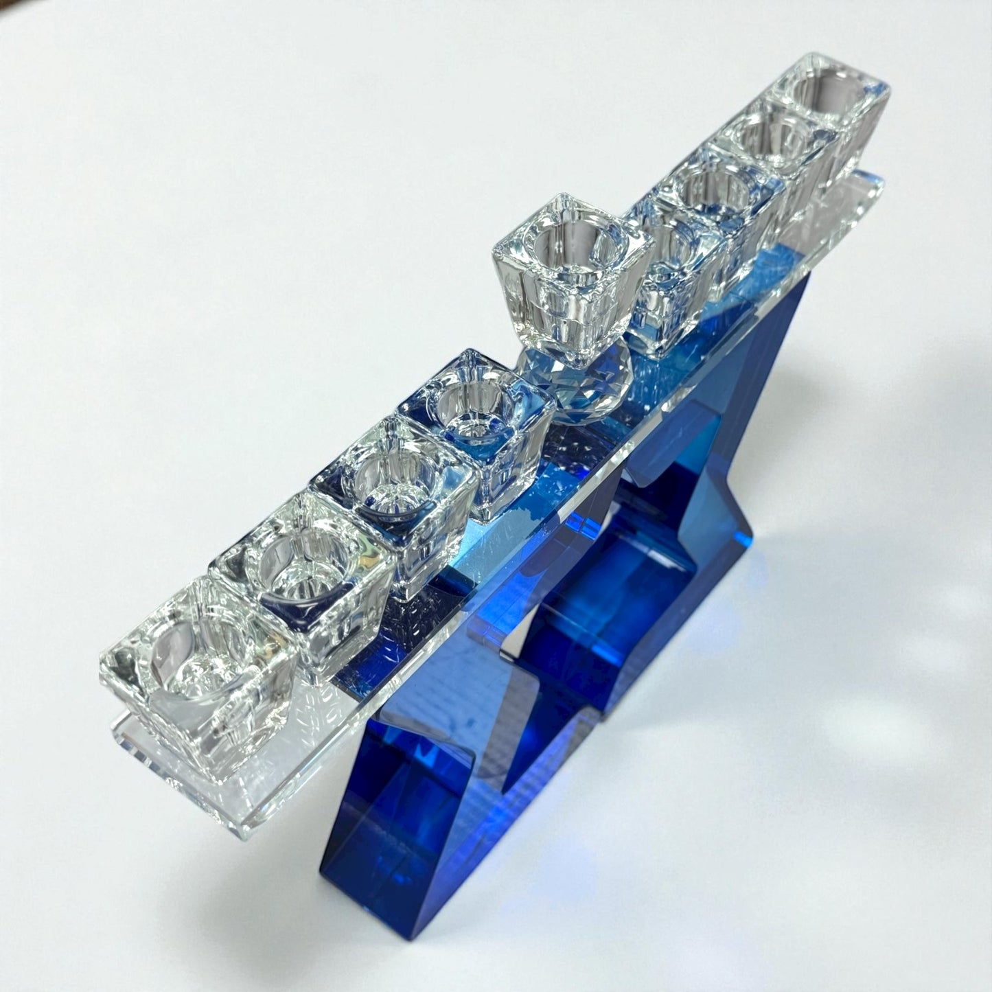 Crystal magen david oil menorah