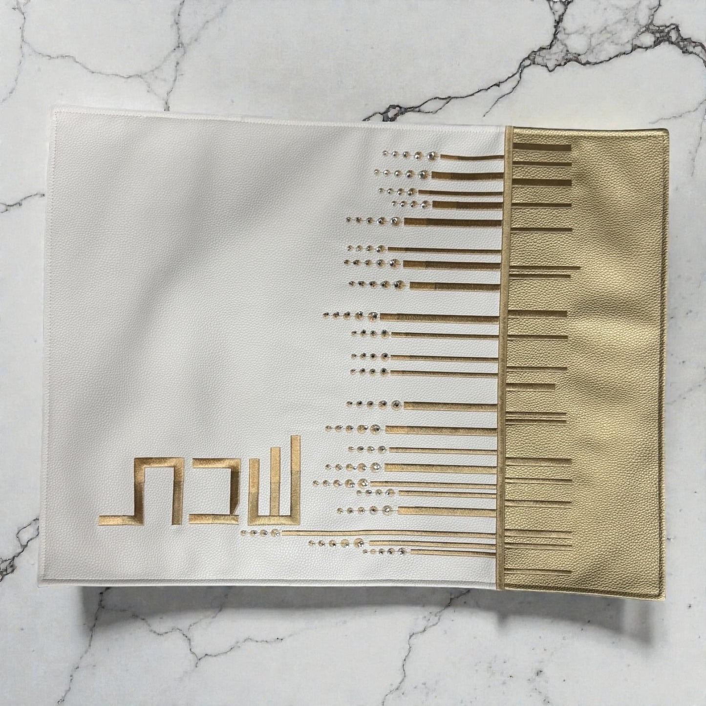 Vinyl Challah Cover 16×21" – “Shabbat & Yom Tov” Embroidery, Customizable, Modern Judaica Design