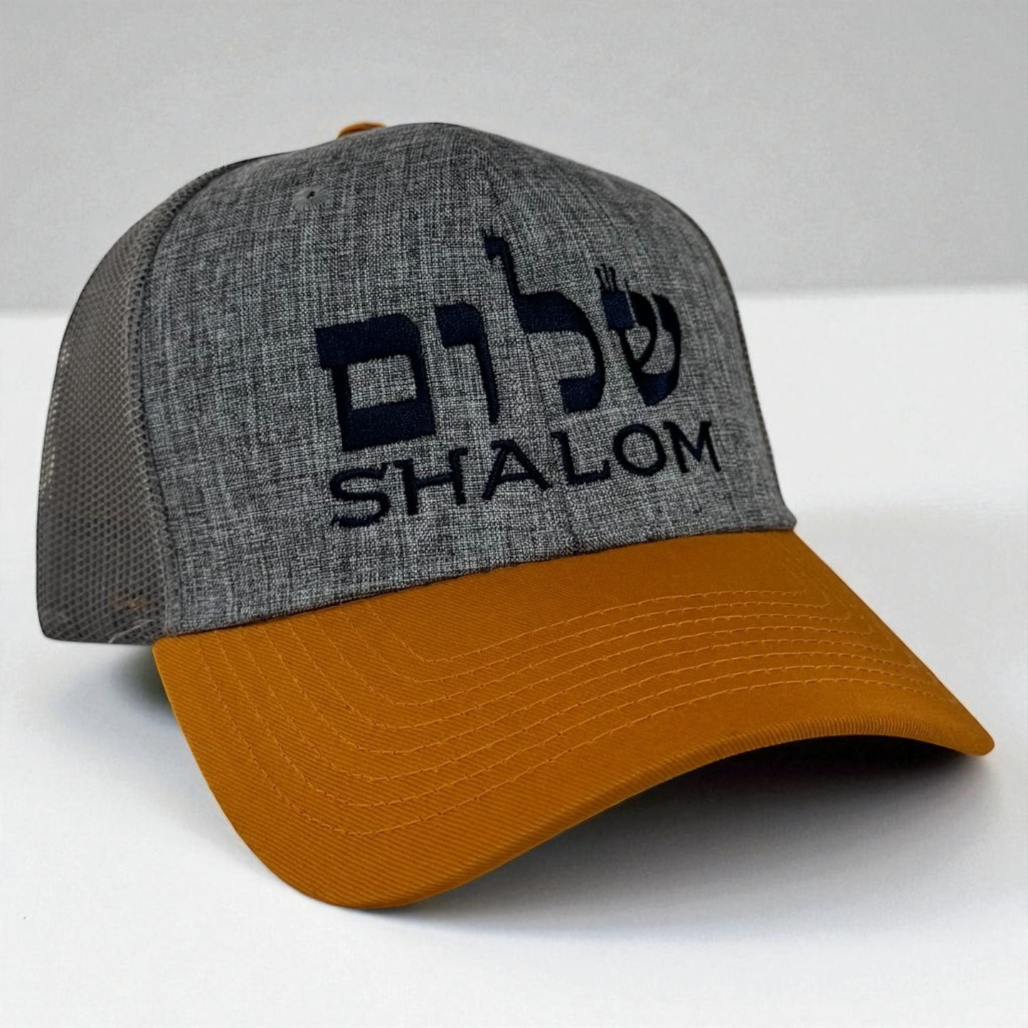 Shalom Hebrew Trucker Hat – Embroidered Mesh Cap (Multiple Colors)