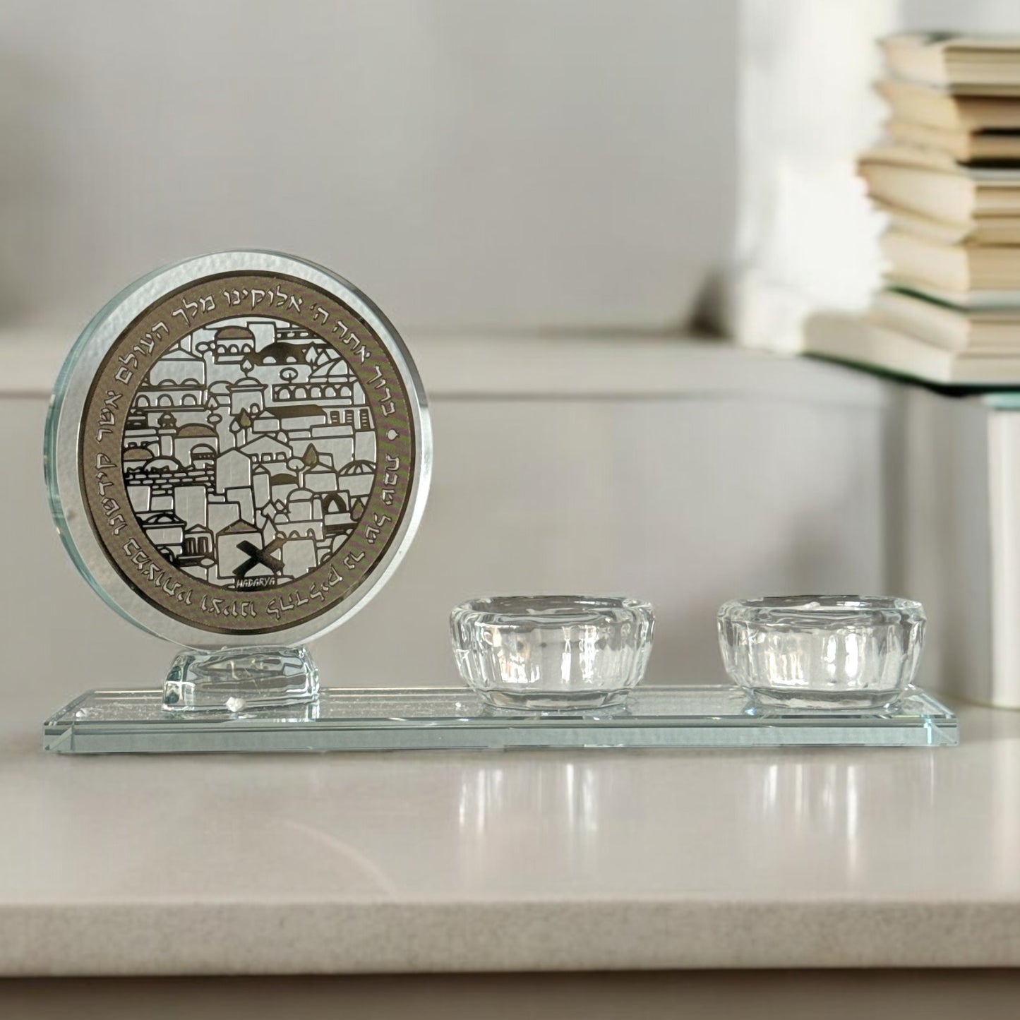 Crystal Jerusalem Candle Stand