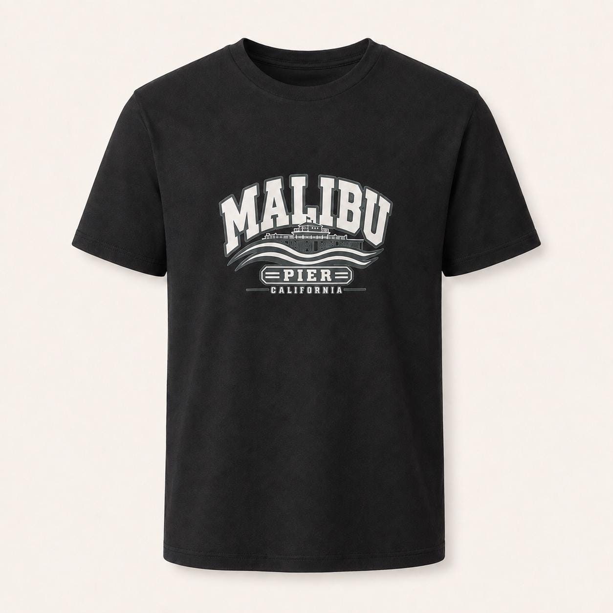 Malibu Pier California Unisex Graphic T-Shirt – Vintage Coastal Souvenir Tee