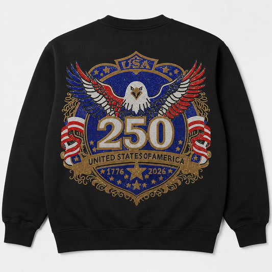 USA 250th Anniversary Eagle Rhinestone Heat Transfer | Patriotic Iron-On Decal