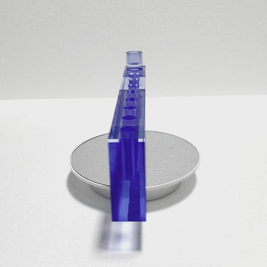 Fancy blue lucite oil menorah 13.5 x 4 x 1.5” block