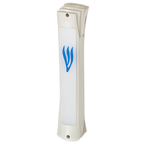 Plastic Mezuzah White 12 Cm With White Perspex Plaque