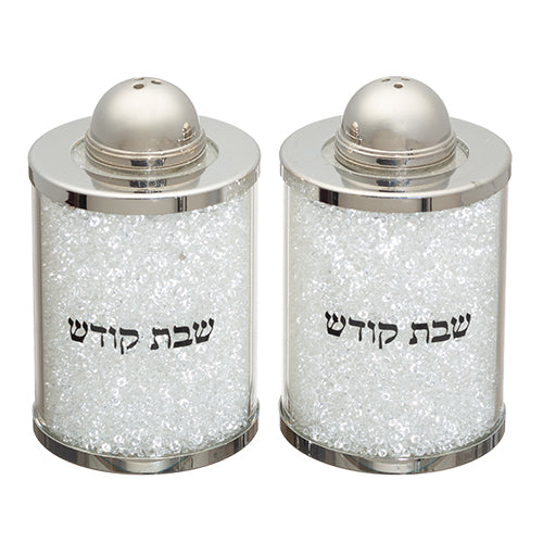 Crystal Salt & Pepper Holders 6 cm with White Stones