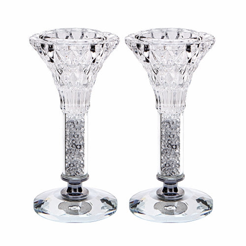 A Pair Of Crystal Candlesticks 5.5"(13 Cm)