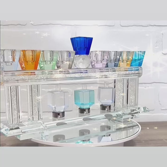 Colorful Crystal Menorah 27*10 cm Spinning dreidels oil cup