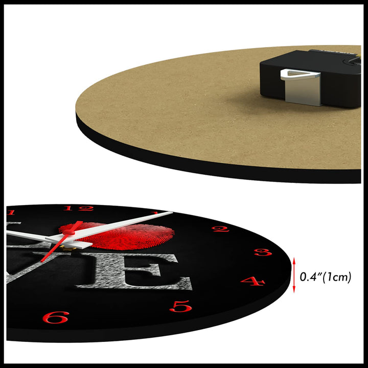 WALL CLOCK LOVE, 10” ROUND, ASTRA COLLECTION, SILENT NON TICKING
