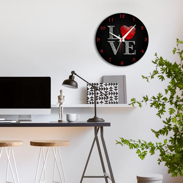 WALL CLOCK LOVE, 10” ROUND, ASTRA COLLECTION, SILENT NON TICKING