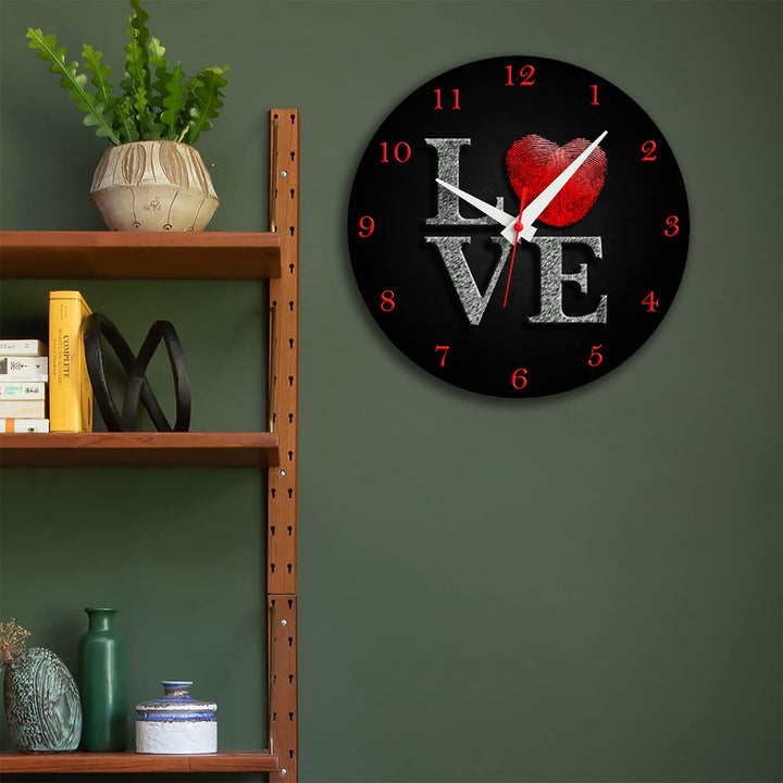 WALL CLOCK LOVE, 10” ROUND, ASTRA COLLECTION, SILENT NON TICKING