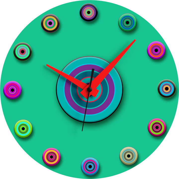 WALL CLOCK ,TARGETS, 10” ROUND, ASTRA COLLECTION, SILENT NON TICKING