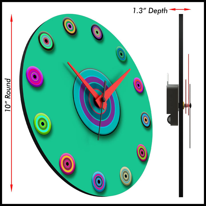 WALL CLOCK ,TARGETS, 10” ROUND, ASTRA COLLECTION, SILENT NON TICKING