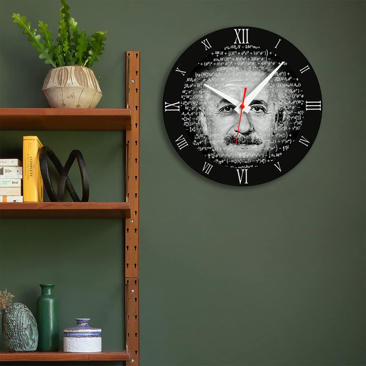 WALL CLOCK , EINSTEIN, 10” ROUND, ASTRA COLLECTION, SILENT NON TICKING