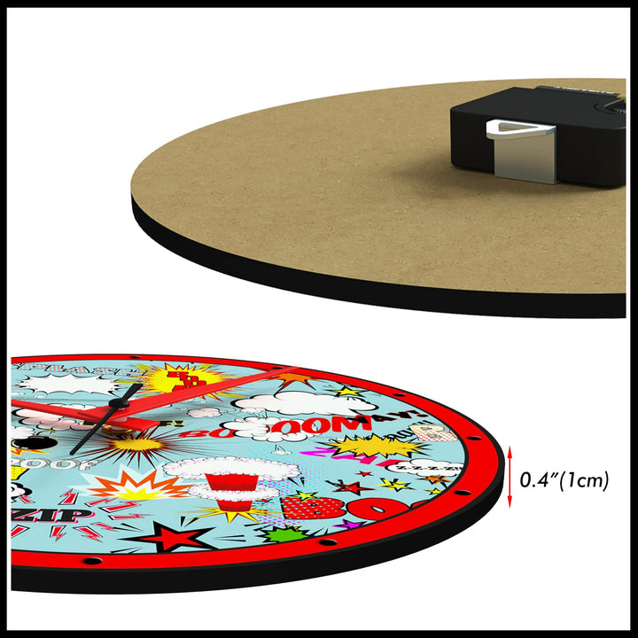WALL CLOCK , COMICS, 10” ROUND, ASTRA COLLECTION, SILENT NON TICKING