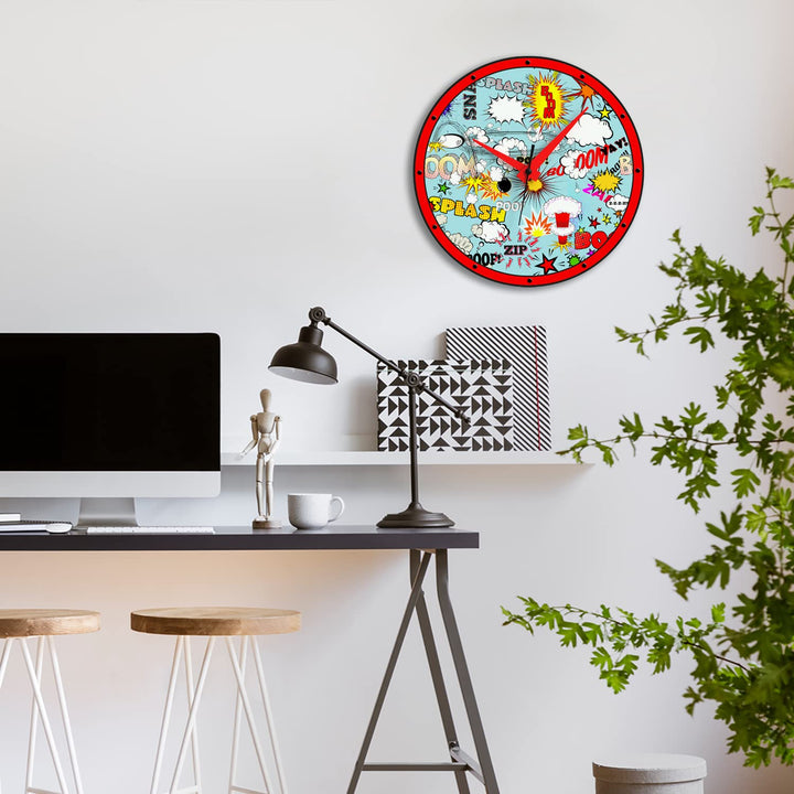 WALL CLOCK , COMICS, 10” ROUND, ASTRA COLLECTION, SILENT NON TICKING