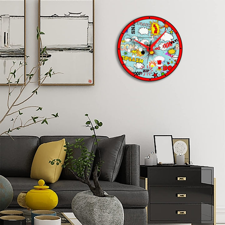 WALL CLOCK , COMICS, 10” ROUND, ASTRA COLLECTION, SILENT NON TICKING