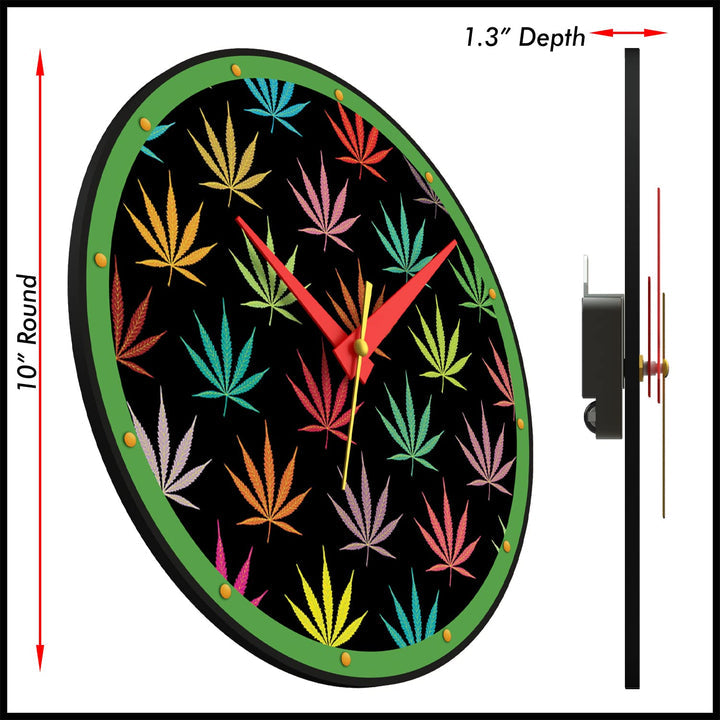 WALL CLOCK , SMALL LEAVES, 10” ROUND, ASTRA COLLECTION, SILENT NON TICKING