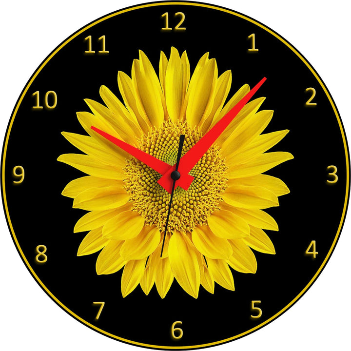 WALL CLOCK , SUNFLOWER, 10” ROUND, ASTRA COLLECTION, SILENT NON TICKING