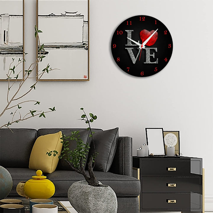 WALL CLOCK LOVE, 10” ROUND, ASTRA COLLECTION, SILENT NON TICKING