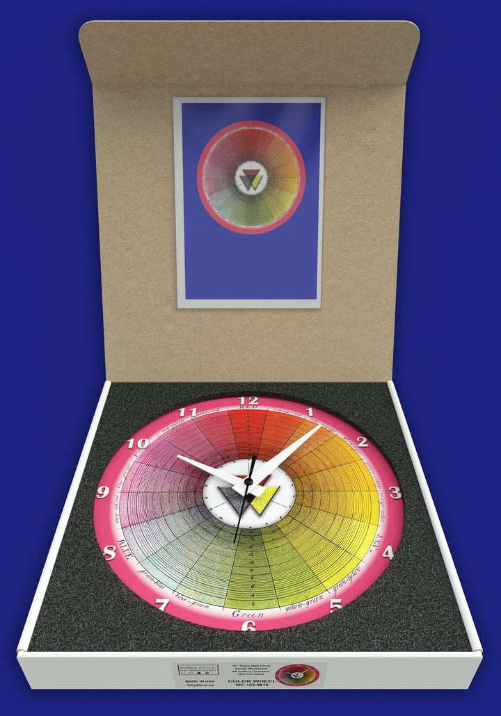 WALL CLOCK, COLOR WHEEL, 10” ROUND, ASTRA COLLECTION, SILENT NON TICKING