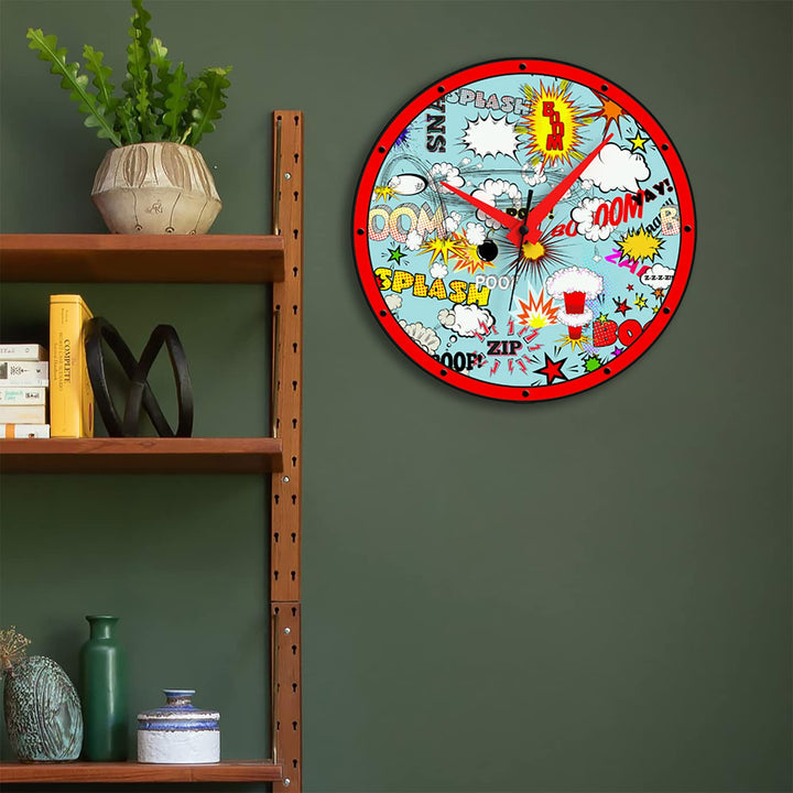 WALL CLOCK , COMICS, 10” ROUND, ASTRA COLLECTION, SILENT NON TICKING