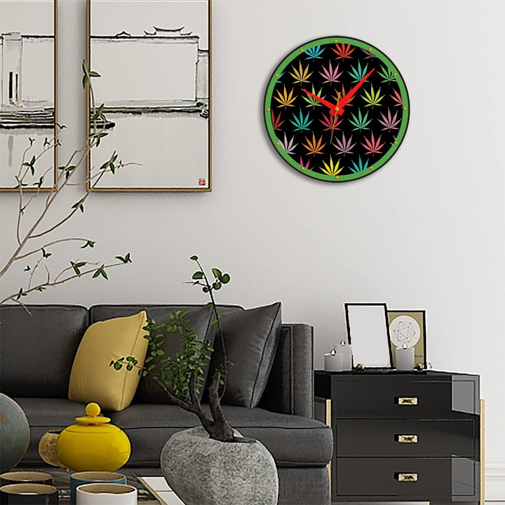 WALL CLOCK , SMALL LEAVES, 10” ROUND, ASTRA COLLECTION, SILENT NON TICKING