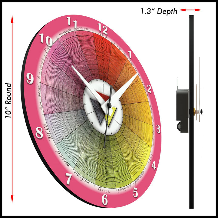 WALL CLOCK, COLOR WHEEL, 10” ROUND, ASTRA COLLECTION, SILENT NON TICKING