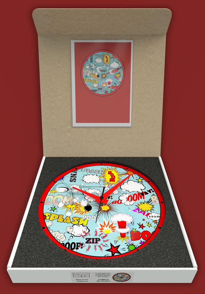 WALL CLOCK , COMICS, 10” ROUND, ASTRA COLLECTION, SILENT NON TICKING