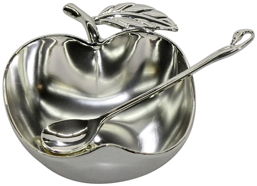 Honey Dish Silver Plated With Spoon 4"D