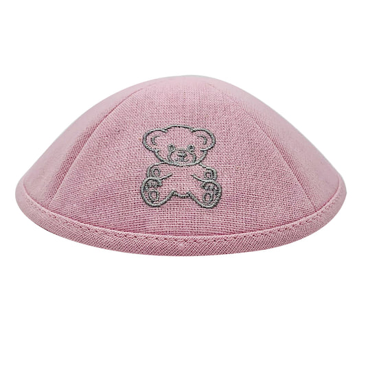 Teddy bear linen kippah