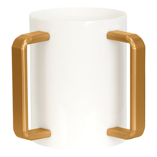 Lucite Wash Cup White with Gold Handles