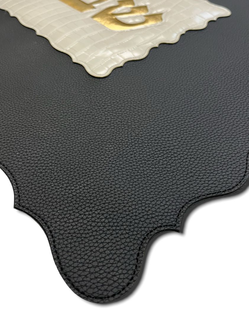 Gorgeous luxurious leather like Challah Cover - laser cut, wavy edges for shabbat 17 x 21"