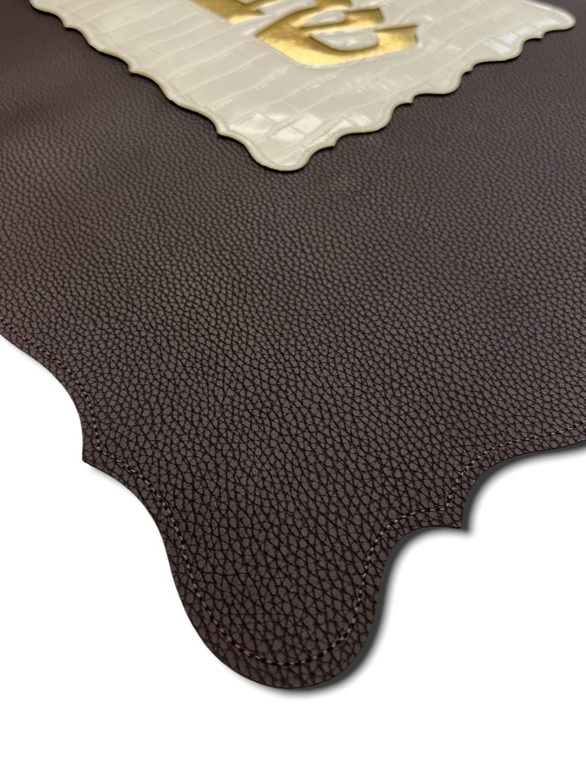 Gorgeous luxurious leather like Challah Cover - laser cut, wavy edges for shabbat 17 x 21"