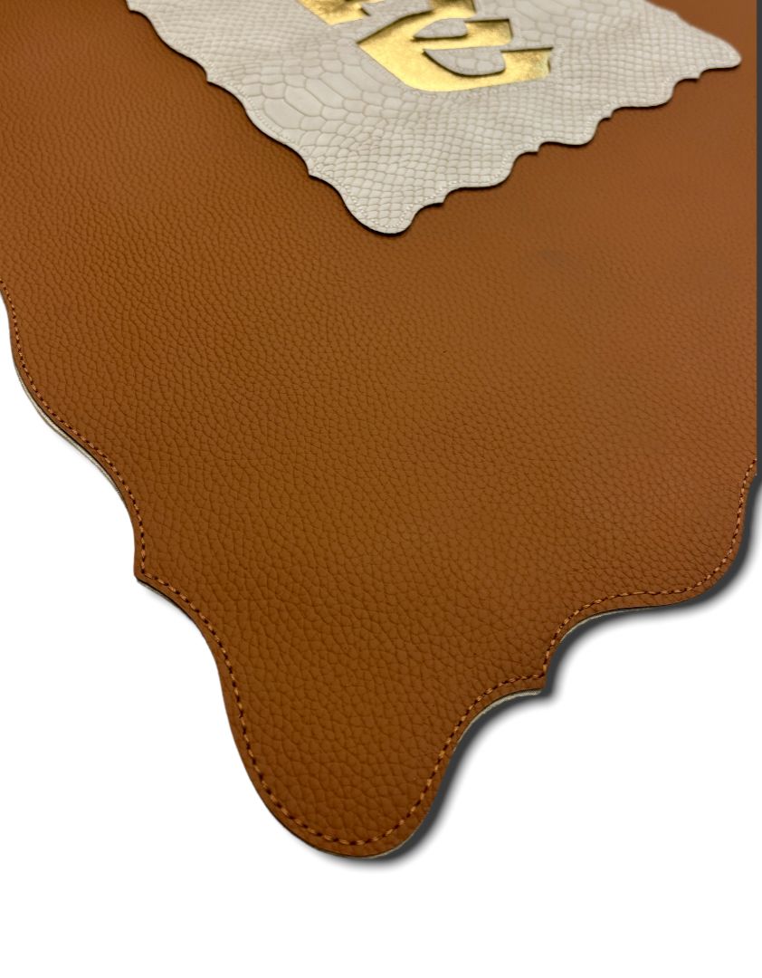 Gorgeous luxurious leather like Challah Cover - laser cut, wavy edges for shabbat 17 x 21"